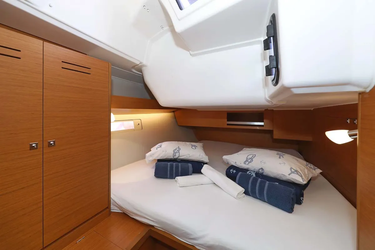 Cabin on Lucia 1, a Dufour 430 sailboat at Grad Trogir, Croatia