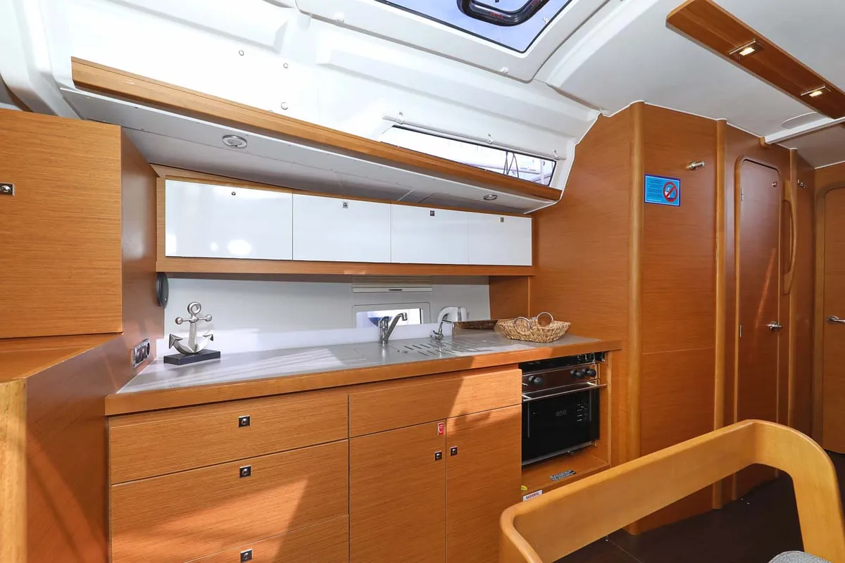 Galley of Lucia 1, a Dufour 430 sailboat at Grad Trogir, Croatia