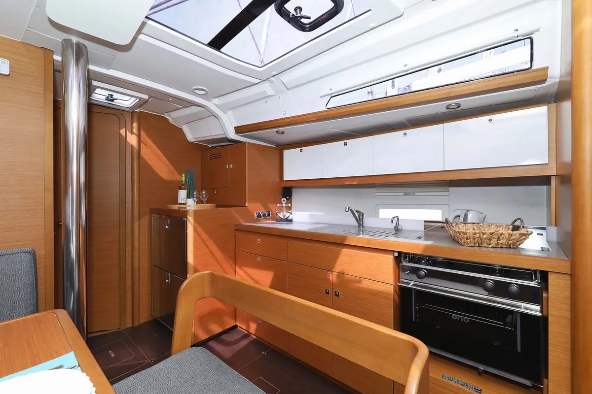 Galley of Lucia 1, a Dufour 430 sailboat at Grad Trogir, Croatia