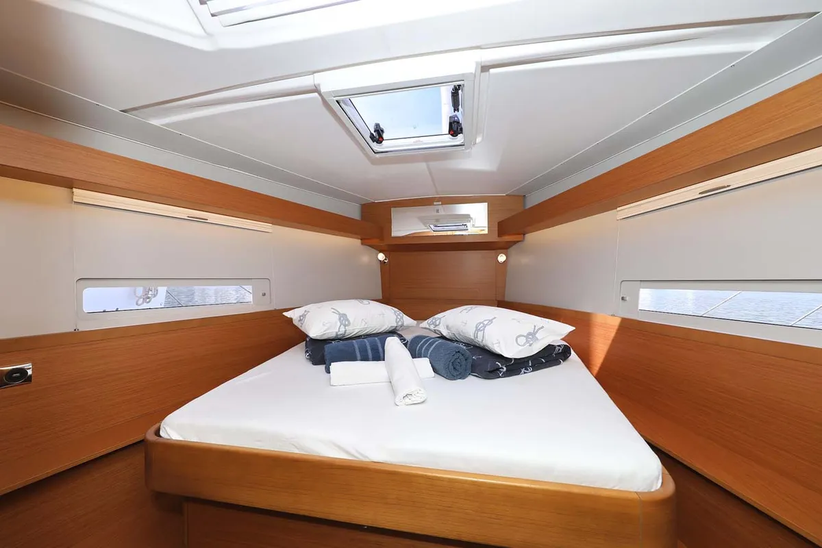 Cabin on Lucia 1, a Dufour 430 sailboat at Grad Trogir, Croatia