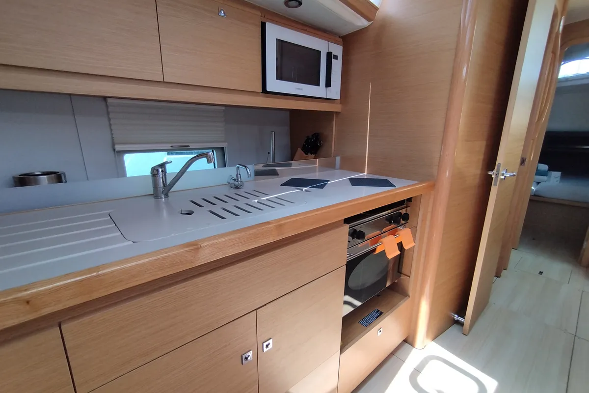 Galley of Billywig, a Dufour 430 sailboat at Olbia, Italy