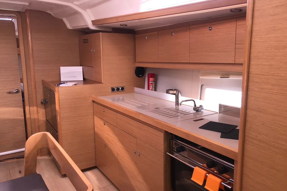Galley of Billywig, a Dufour 430 sailboat at Olbia, Italy