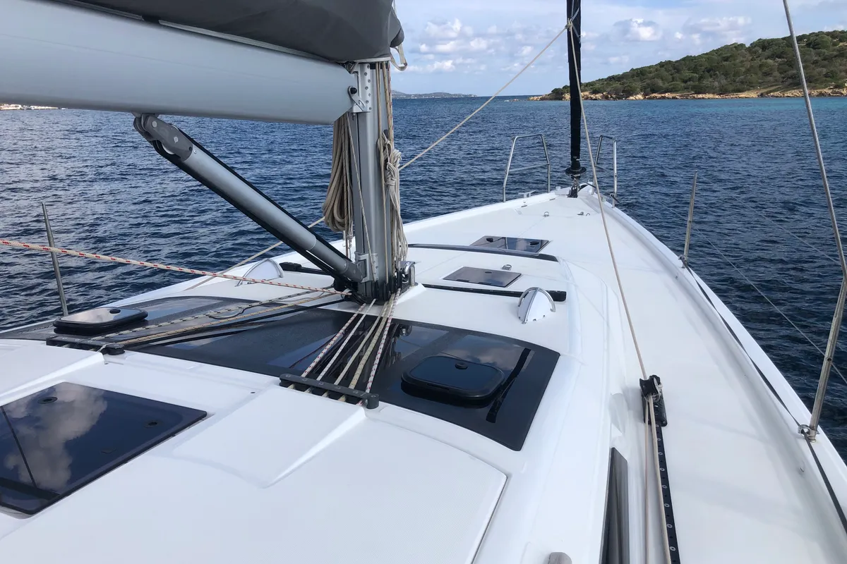 Billywig, a Dufour 430 sailboat at Olbia, Italy