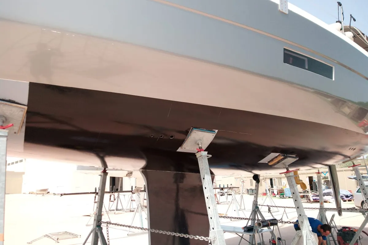 Cabin on Billywig, a Dufour 430 sailboat at Olbia, Italy