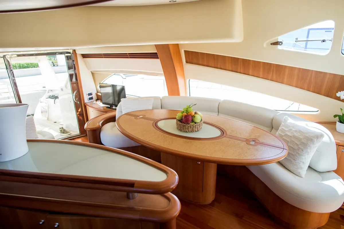 Salon of Senza Parole, a Aicon 56 motor yacht at Podstrana - Miljevac, Croatia