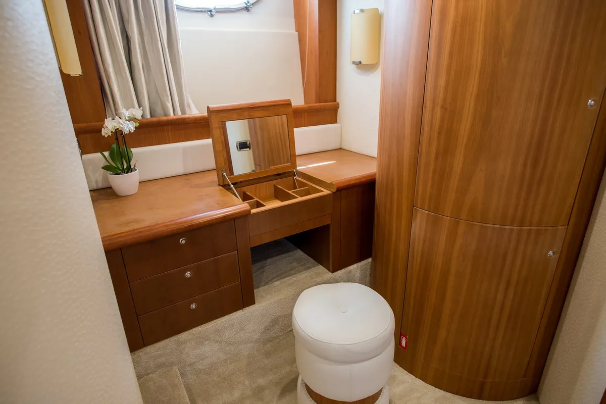 Cabin on Senza Parole, a Aicon 56 motor yacht at Podstrana - Miljevac, Croatia