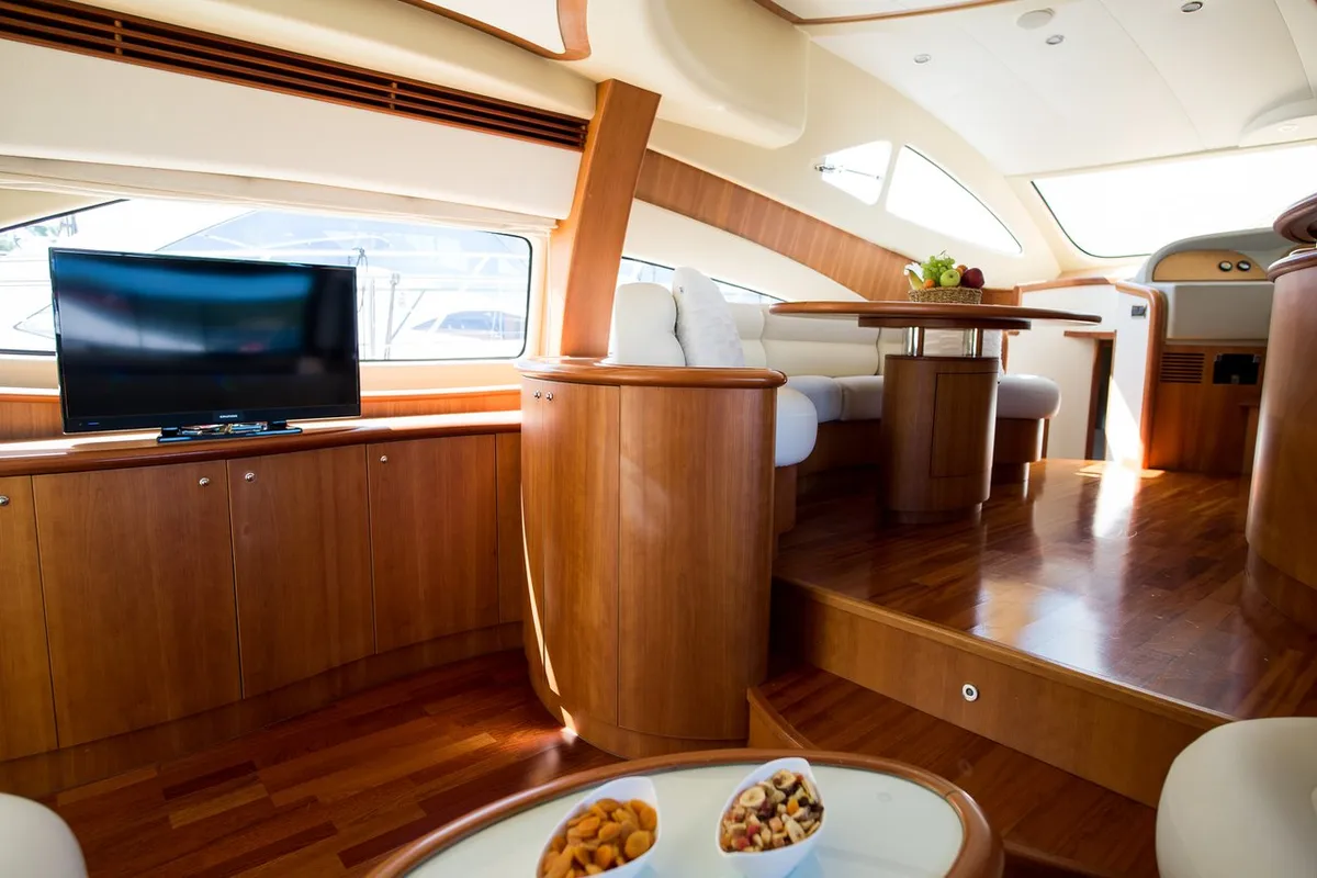 Salon of Senza Parole, a Aicon 56 motor yacht at Podstrana - Miljevac, Croatia