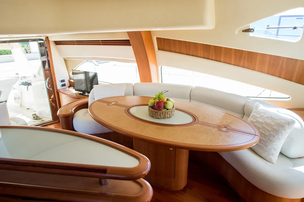Salon of Senza Parole, a Aicon 56 motor yacht at Podstrana - Miljevac, Croatia