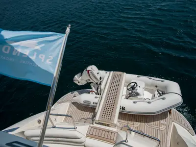 Deck of Senza Parole, a Aicon 56 motor yacht at Podstrana - Miljevac, Croatia