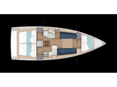 Floor plan of Bellini, a Jeanneau Sun Odyssey 350 sailboat at Nieuwpoort, Belgium