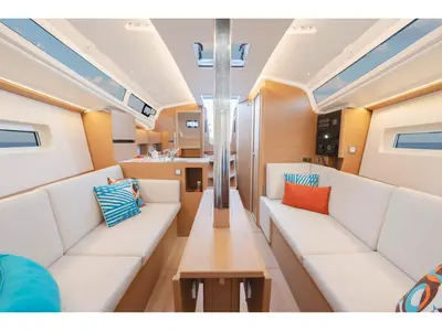 Salon of Bellini, a Jeanneau Sun Odyssey 350 sailboat at Nieuwpoort, Belgium