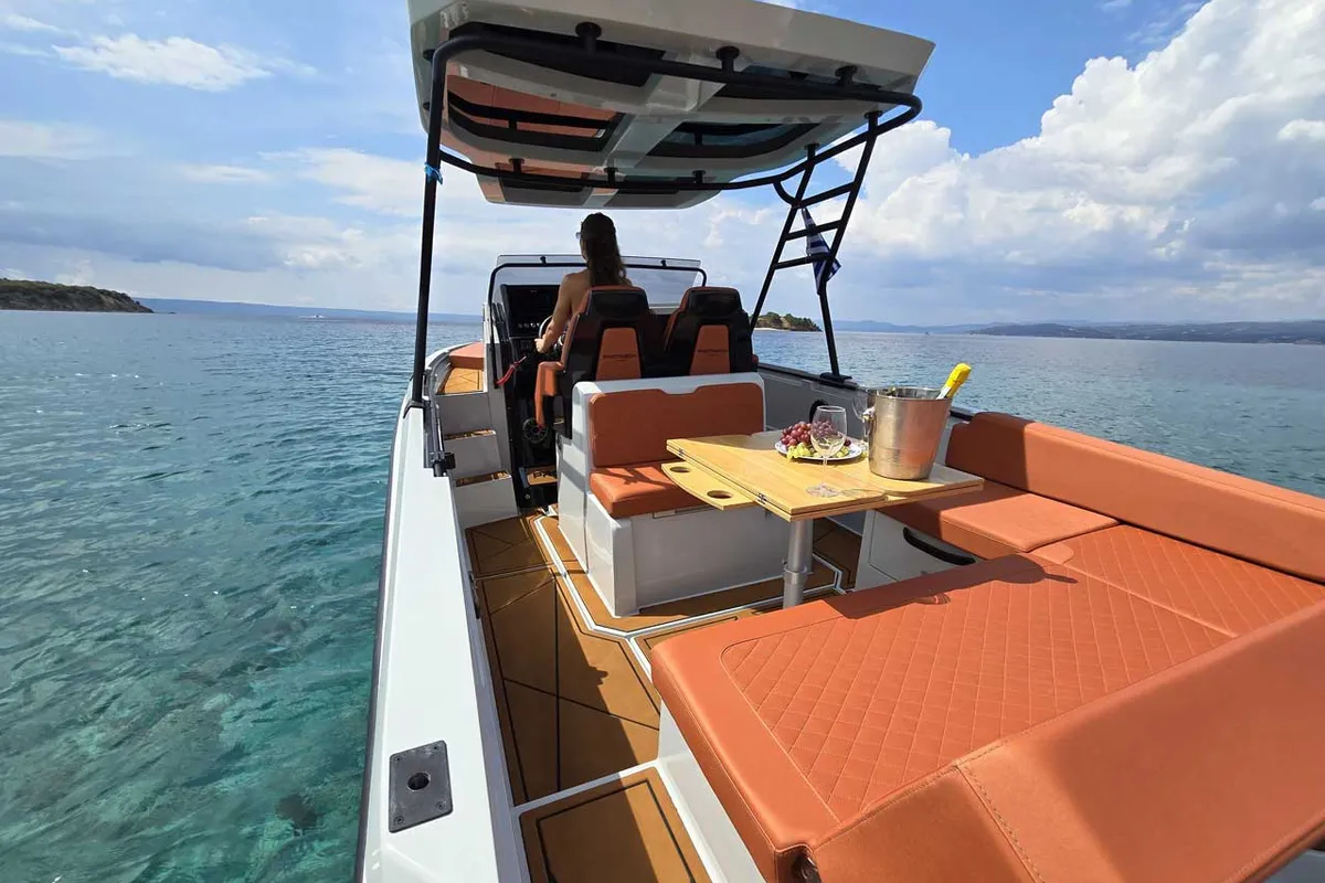 Aquaholic, a Gulet Protagon 25 motorboat at Αμμουλιανή, Greece