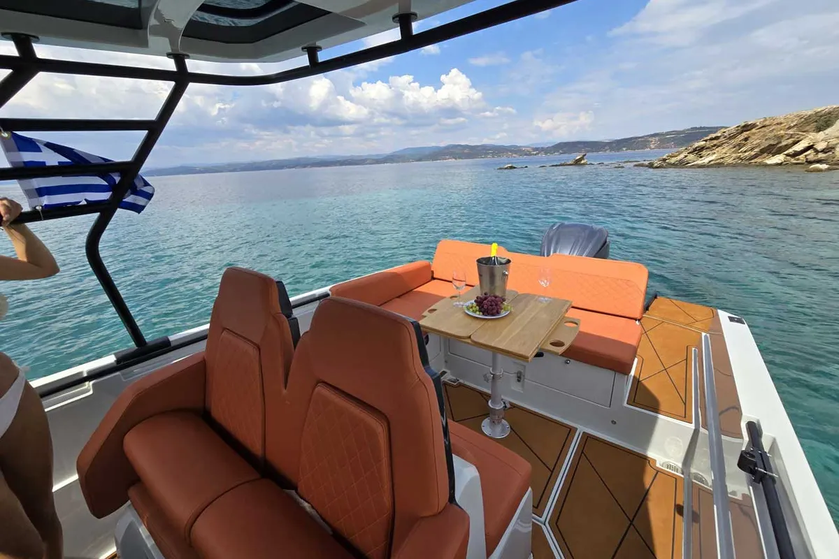 Aquaholic, a Gulet Protagon 25 motorboat at Αμμουλιανή, Greece