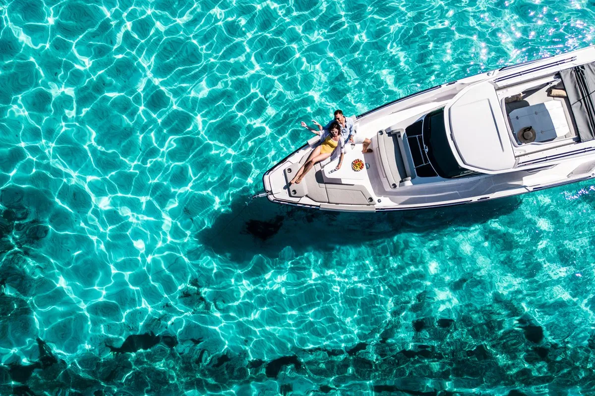 Deck of Axopar 29, a Axopar 29 Sun Top motorboat at Zaton, Croatia