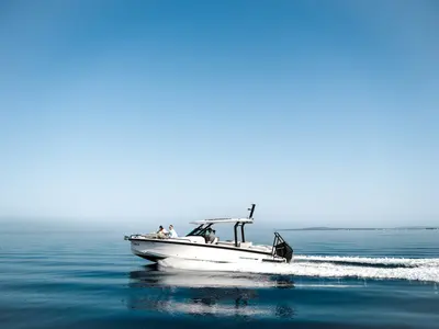 Exterior view of Axopar 29, a Axopar 29 Sun Top motorboat at Zaton, Croatia