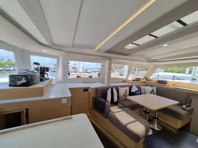 Salon of Selah, a Fountaine Pajot FP 44 Maestro catamaran at Road Town, British Virgin Islands