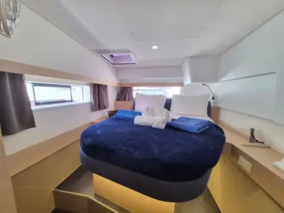 Cabin on Selah, a Fountaine Pajot FP 44 Maestro catamaran at Road Town, British Virgin Islands