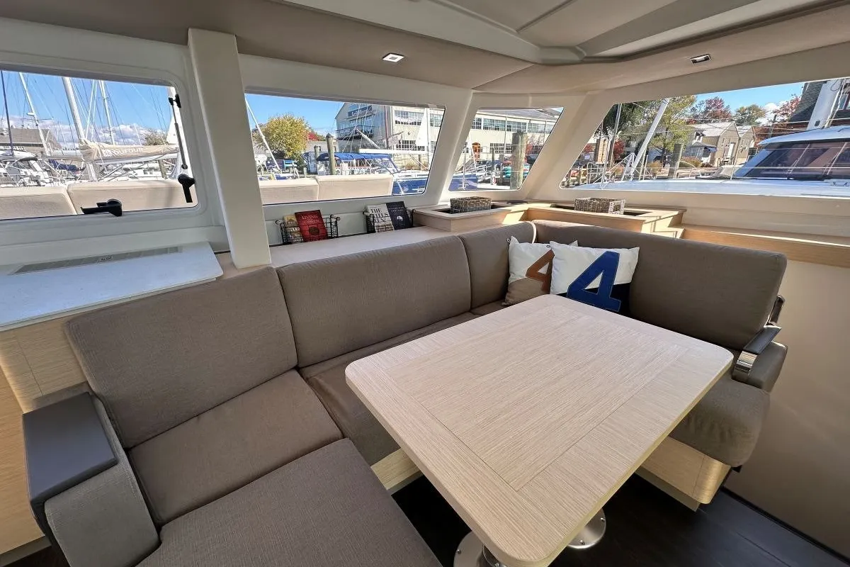 Salon of Selah, a Fountaine Pajot FP 44 Maestro catamaran at Road Town, British Virgin Islands
