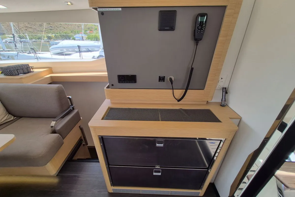 Salon of Selah, a Fountaine Pajot FP 44 Maestro catamaran at Road Town, British Virgin Islands