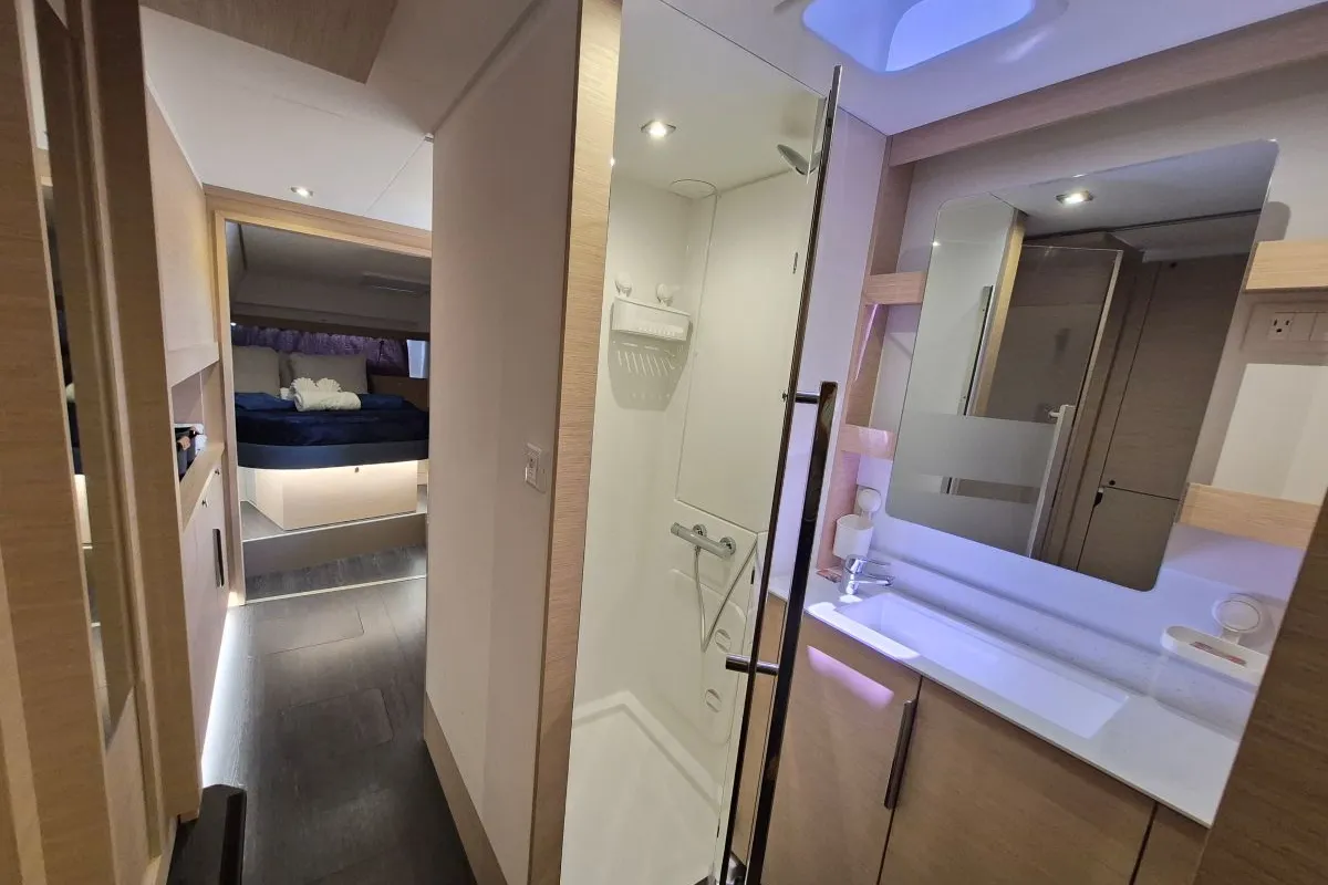Head on Selah, a Fountaine Pajot FP 44 Maestro catamaran at Road Town, British Virgin Islands