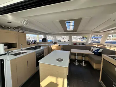 Galley of Selah, a Fountaine Pajot FP 44 Maestro catamaran at Road Town, British Virgin Islands