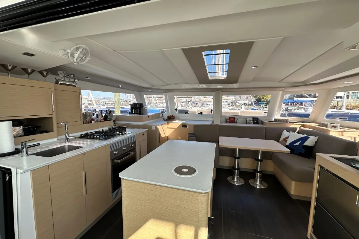 Galley of Selah, a Fountaine Pajot FP 44 Maestro catamaran at Road Town, British Virgin Islands