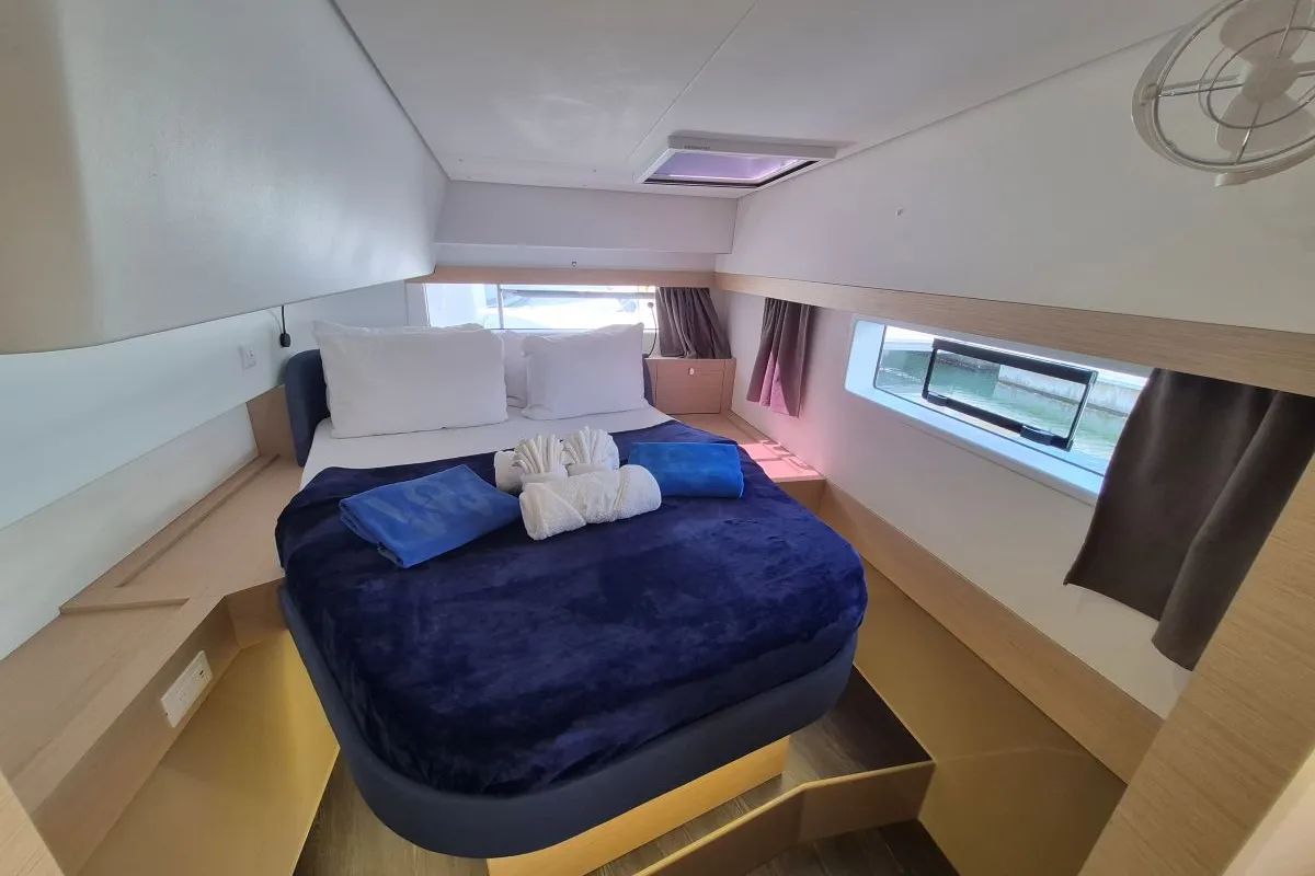 Selah, a Fountaine Pajot FP 44 Maestro catamaran at Road Town, British Virgin Islands