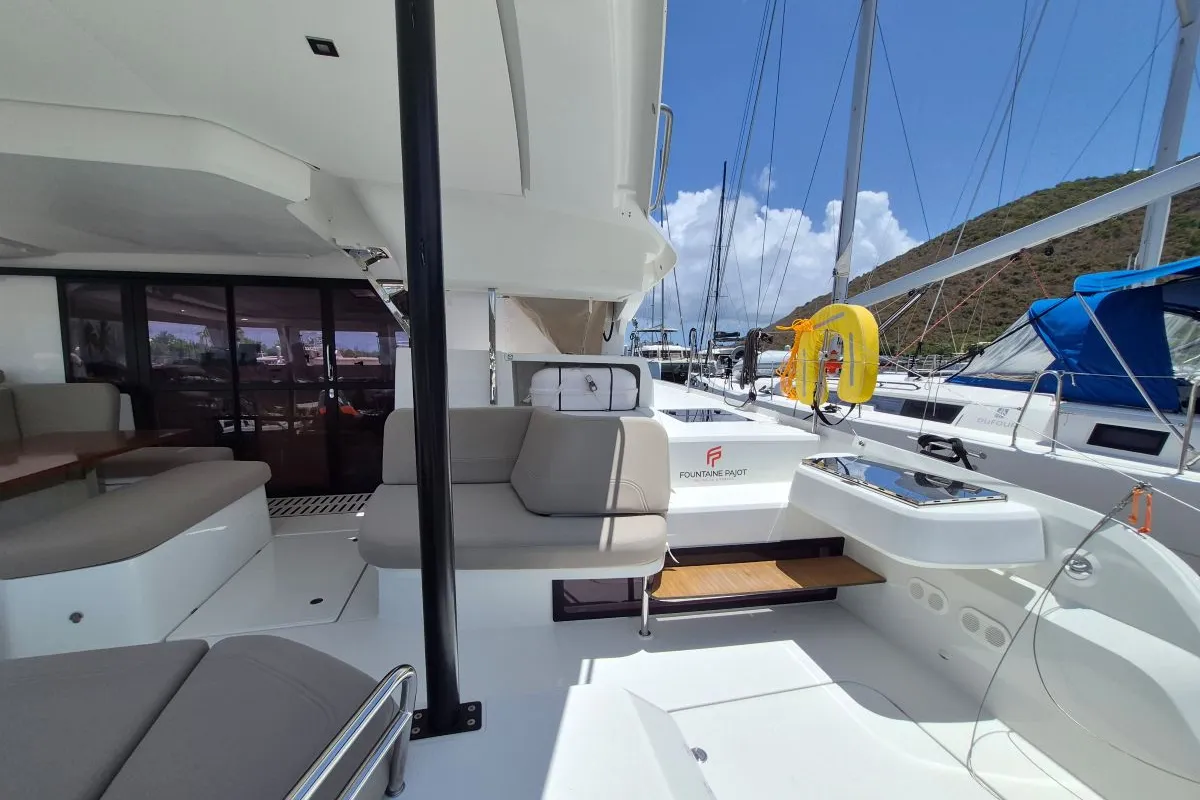 Selah, a Fountaine Pajot FP 44 Maestro catamaran at Road Town, British Virgin Islands