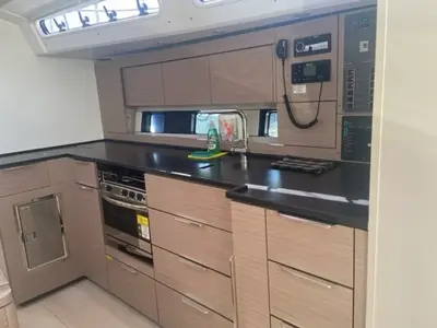 Galley of Okeanida, a Hanse 460 sailboat at Lavrion, Greece
