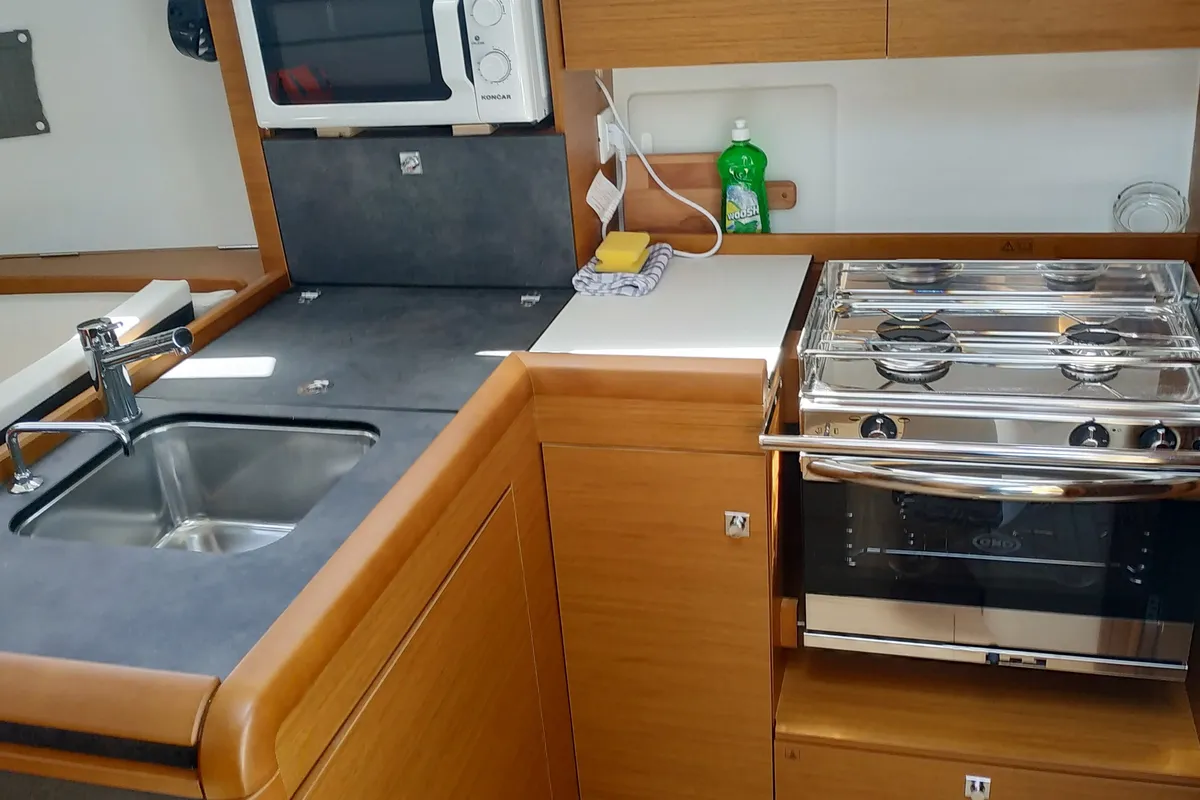 Galley of Berry, a Jeanneau Sun Odyssey 349 sailboat at Općina Pakoštane, Croatia