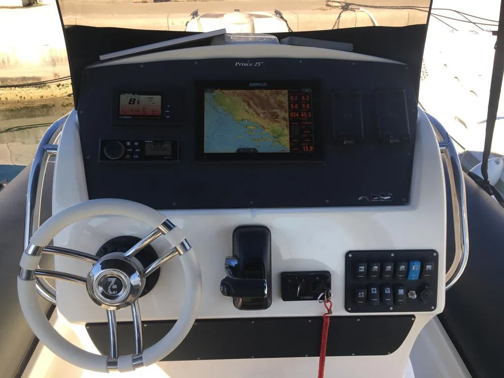 Cockpit of Nuova Jolly Prince 25, a RIB at Pula, Croatia