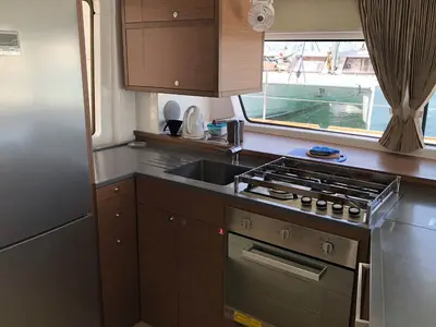 Galley of Smajla 2 Sweden, a Lagoon 52 F catamaran at Athens, Greece
