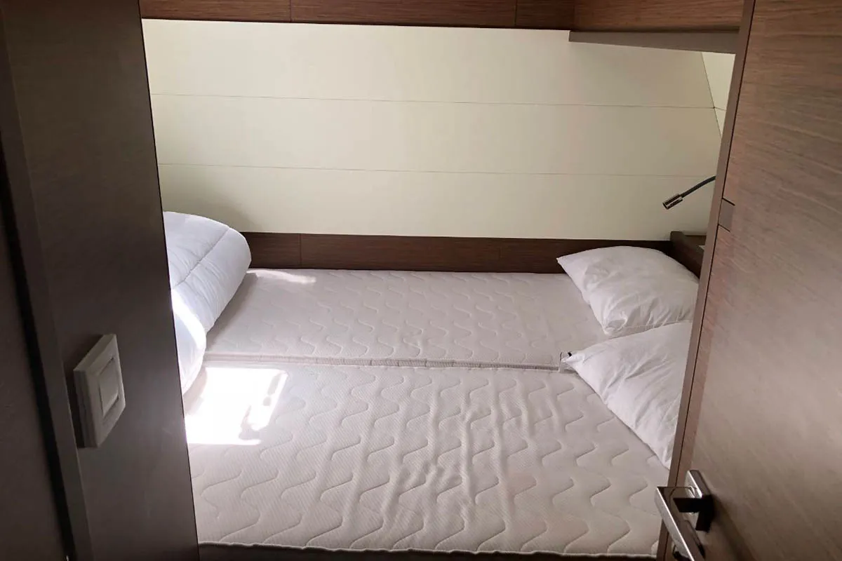 Cabin on Smajla 2 Sweden, a Lagoon 52 F catamaran at Athens, Greece