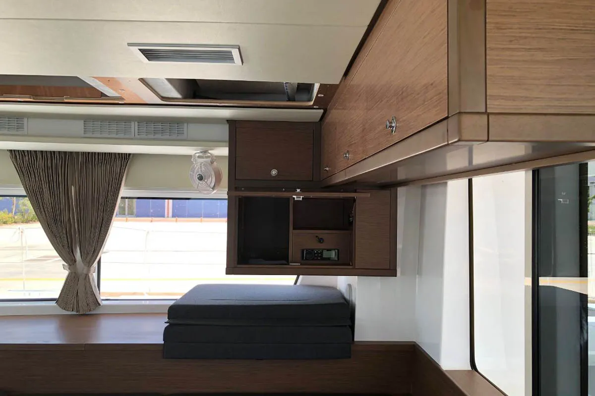 Salon of Smajla 2 Sweden, a Lagoon 52 F catamaran at Athens, Greece