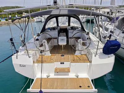 Cockpit of Relax, a Bavaria C42 sailboat at Sukošan, Croatia