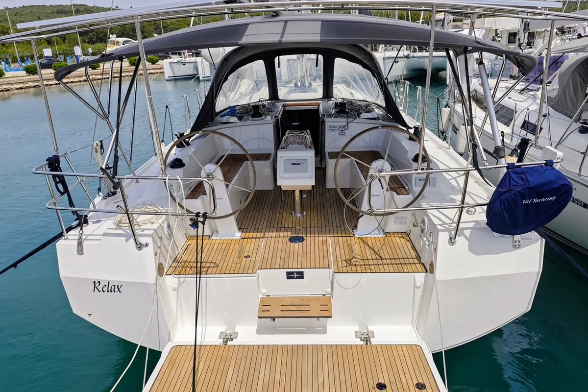 Cockpit of Relax, a Bavaria C42 sailboat at Sukošan, Croatia