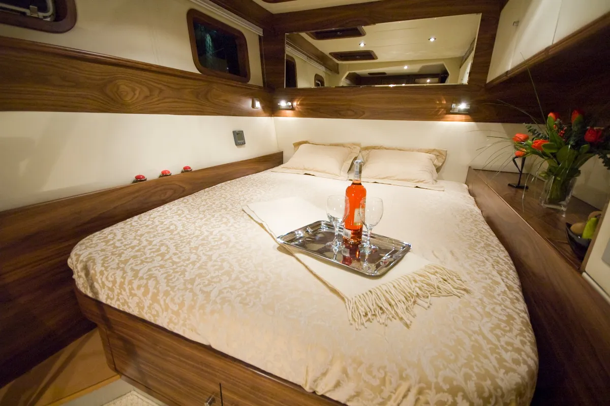 Cabin on Marea, a Sunreef 62 catamaran at Isla Aguja Cabins San Blas, Panama