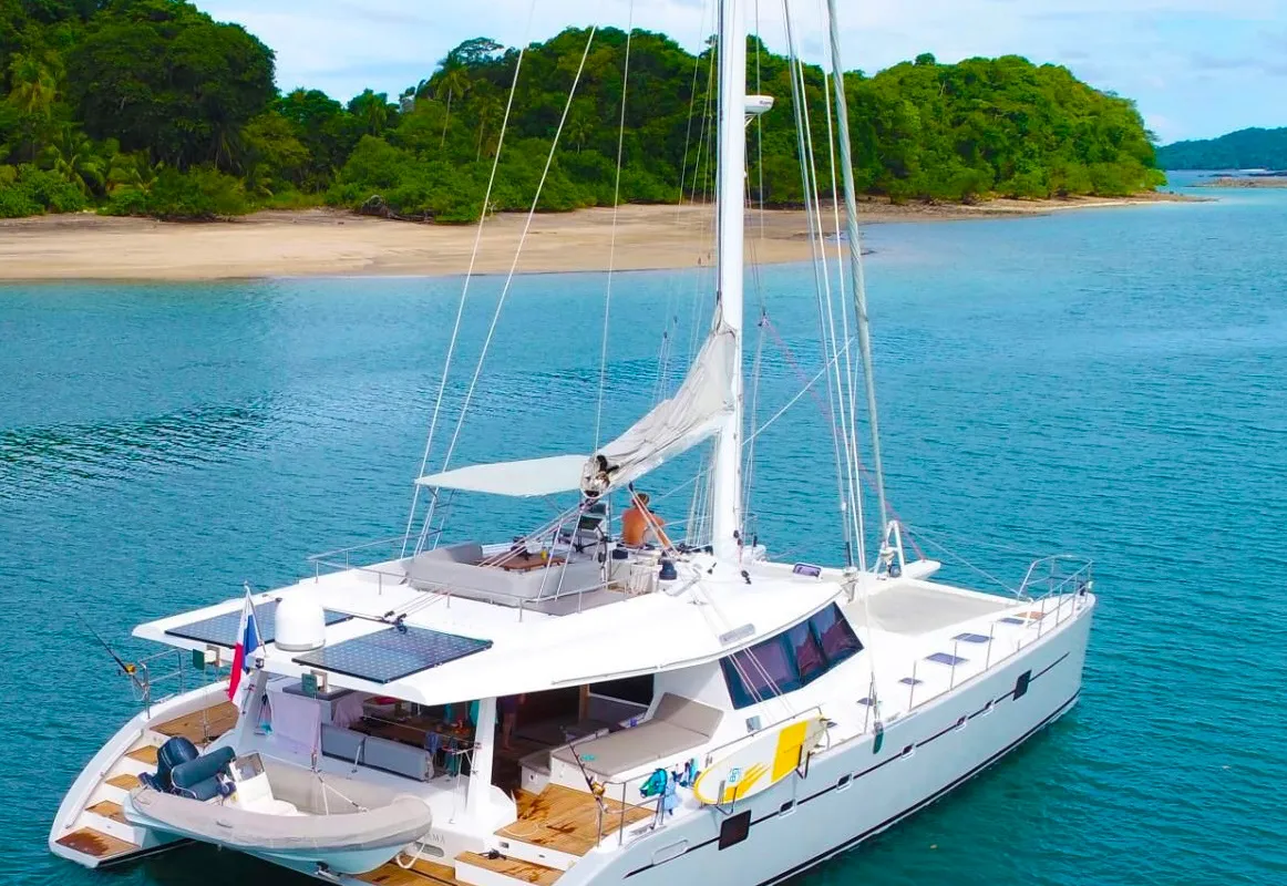 Exterior view of Marea, a Sunreef 62 catamaran at Isla Aguja Cabins San Blas, Panama