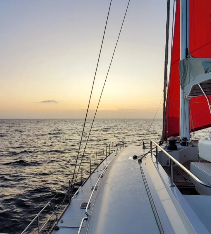 Deck of Marea, a Sunreef 62 catamaran at Isla Aguja Cabins San Blas, Panama