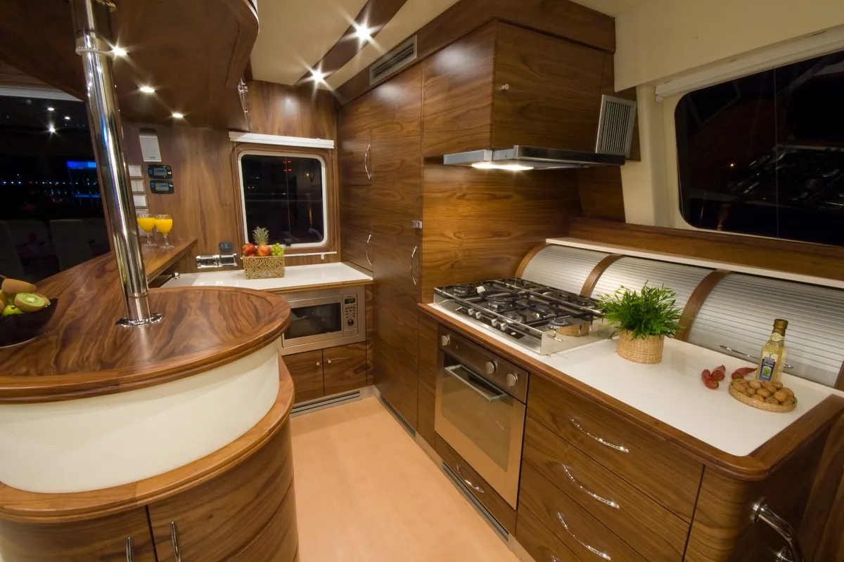 Galley of Marea, a Sunreef 62 catamaran at Isla Aguja Cabins San Blas, Panama