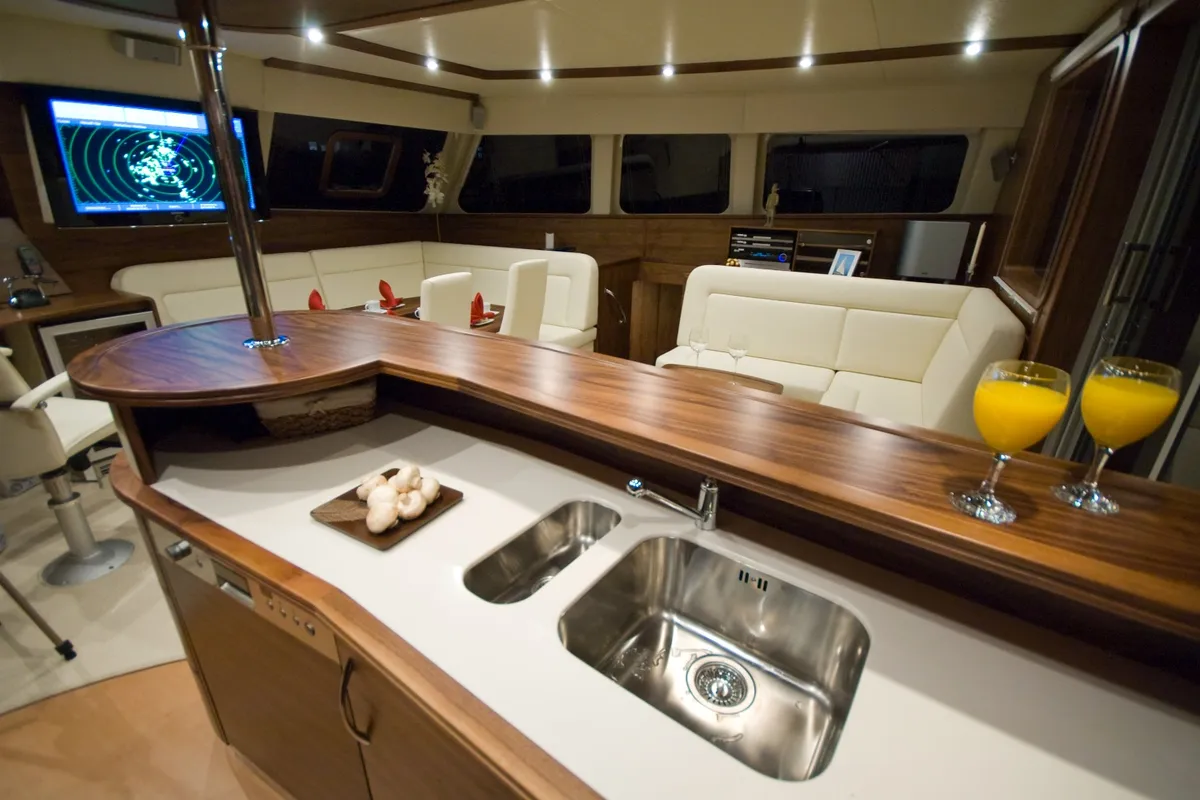 Galley of Marea, a Sunreef 62 catamaran at Isla Aguja Cabins San Blas, Panama