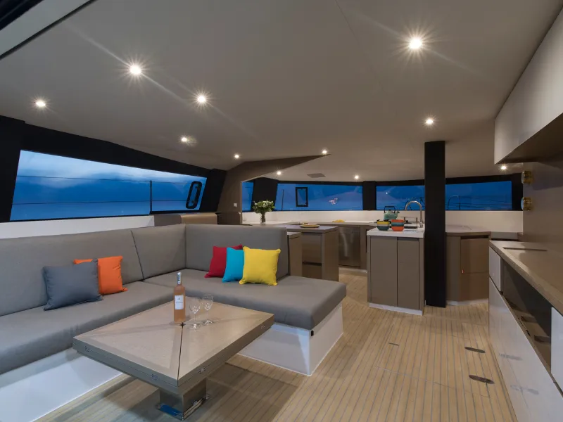 Salon of Trilogy, a NEEL 51 catamaran at Alameda, United States