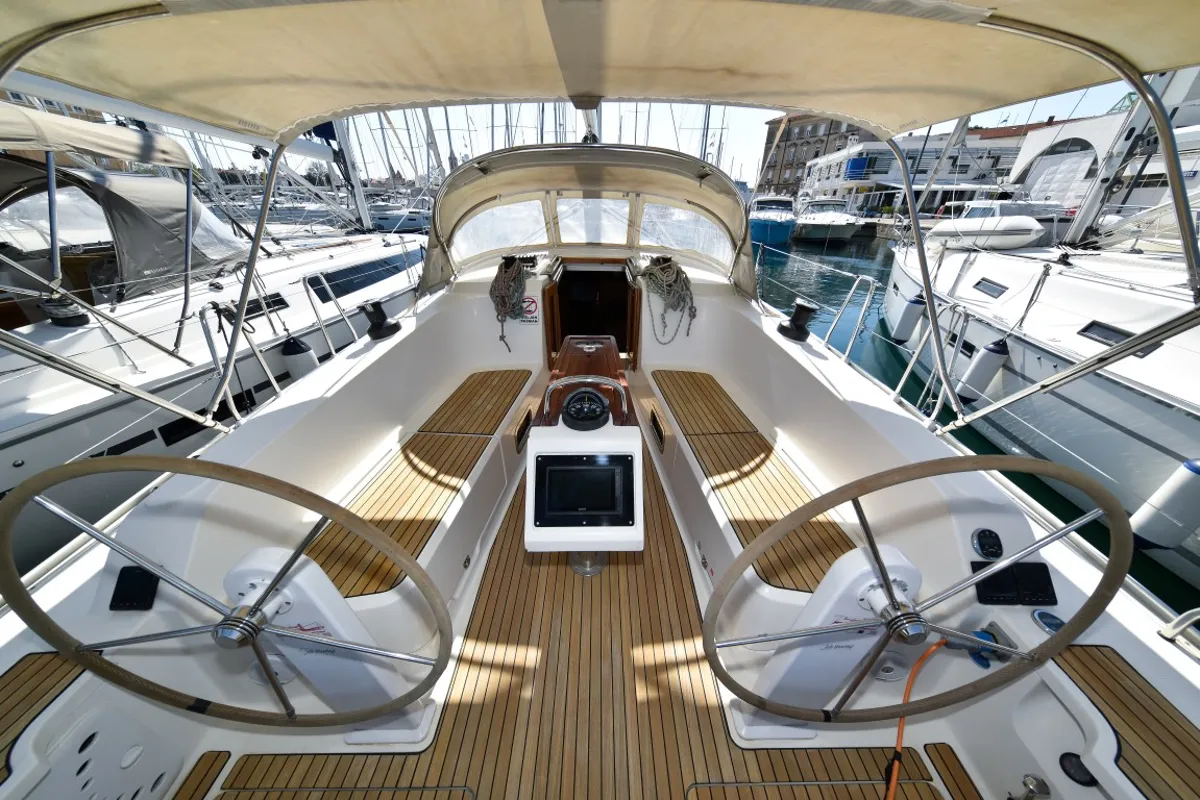 Cockpit of Chill Bill, a Bavaria Cruiser 41 sailboat at Zadar, Croatia