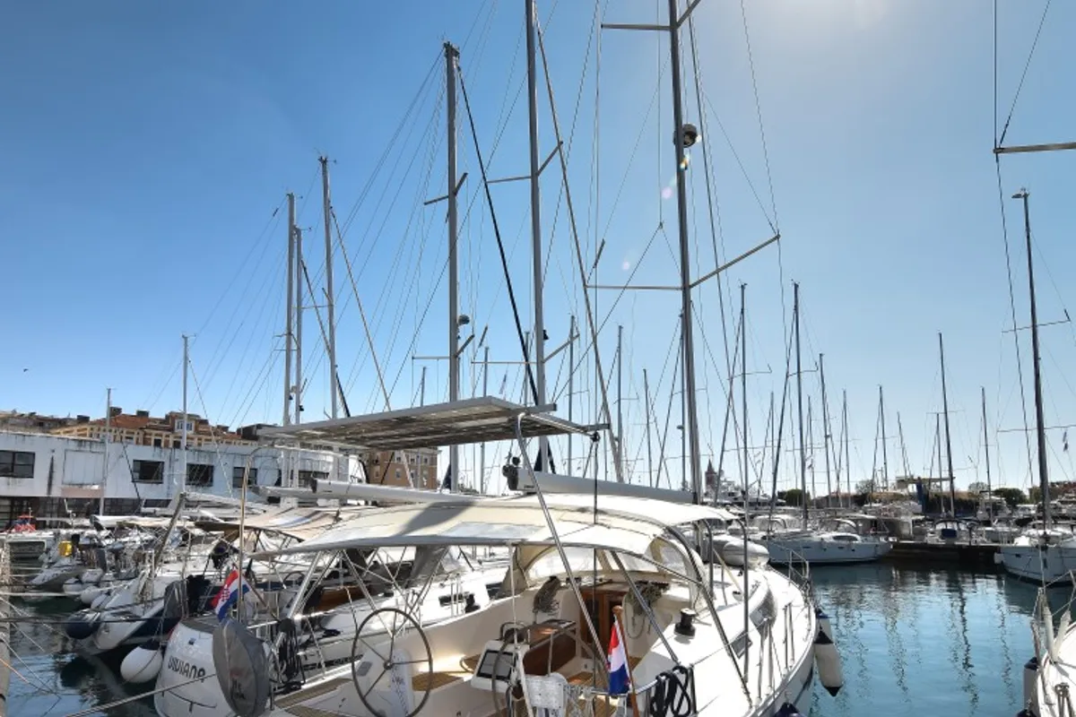 Deck of Chill Bill, a Bavaria Cruiser 41 sailboat at Zadar, Croatia