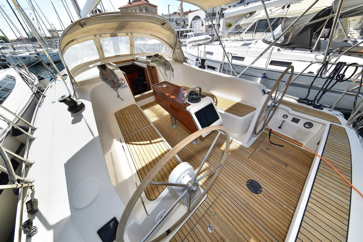 Cockpit of Chill Bill, a Bavaria Cruiser 41 sailboat at Zadar, Croatia