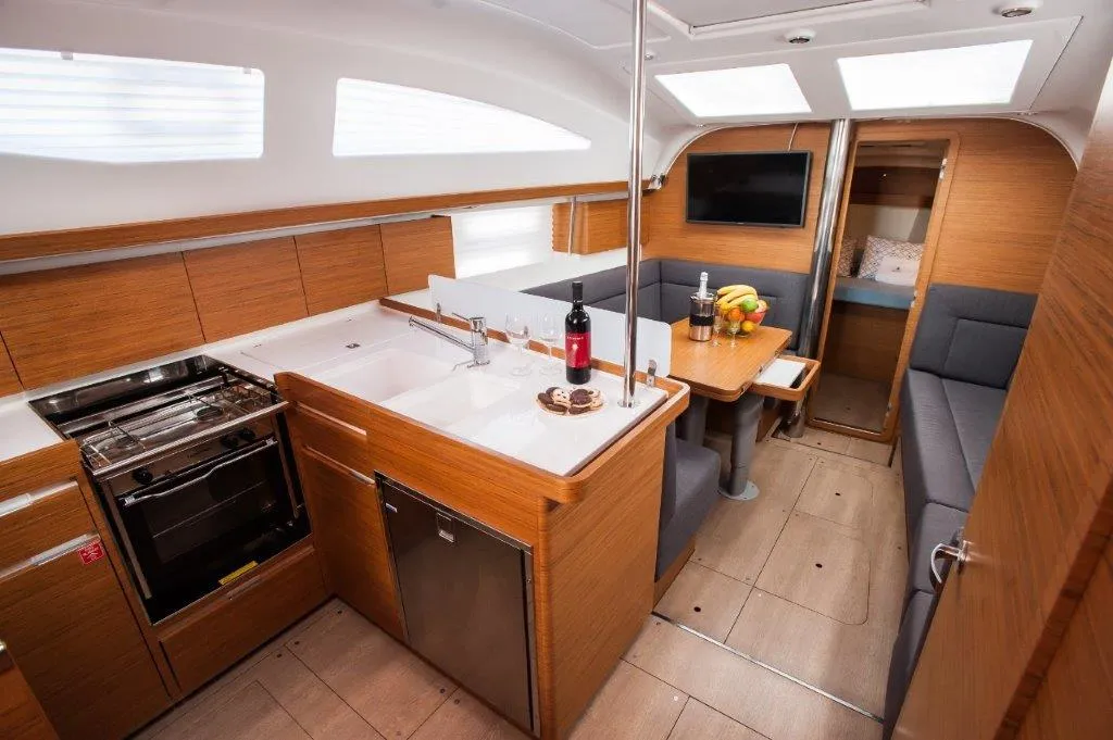 Galley of Stardust, a Elan Impression 40 sailboat at Zadar, Croatia