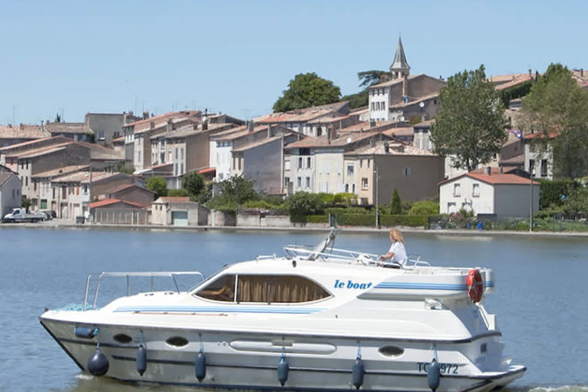 Exterior view of Countess, a Cygnet Countess motorboat at Hesse, France