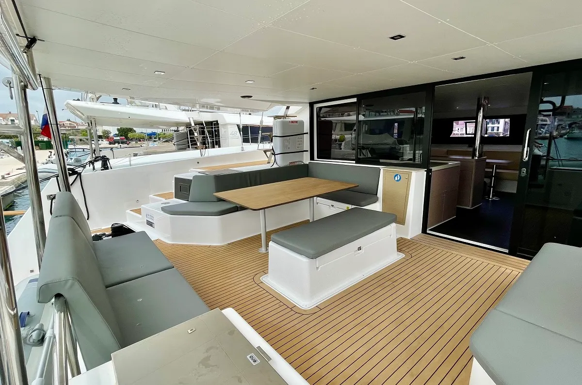 Deck of Mojito, a Dufour 48 Catamaran catamaran at Pirovac, Croatia