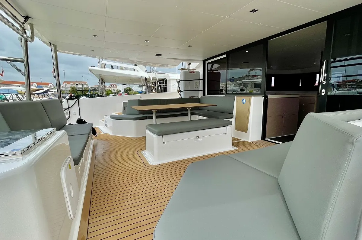 Deck of Mojito, a Dufour 48 Catamaran catamaran at Pirovac, Croatia