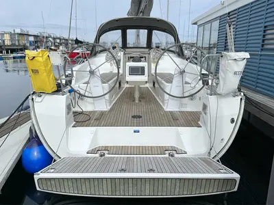 Cockpit of Tiger, a Bavaria Cruiser 37 sailboat at Flensburg, Germany